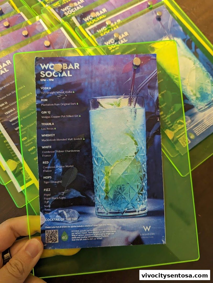 Menu page for WOOBAR
