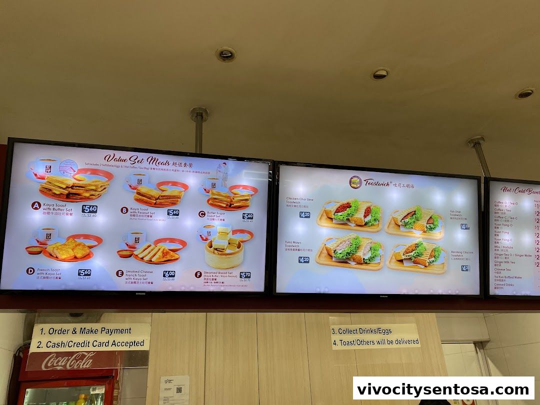 Menu page for Ya Kun Kaya Toast Vivocity