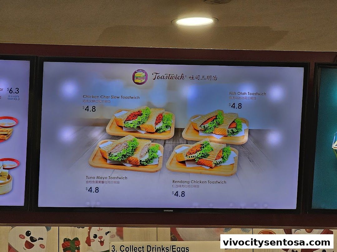 Menu page for Ya Kun Kaya Toast Vivocity