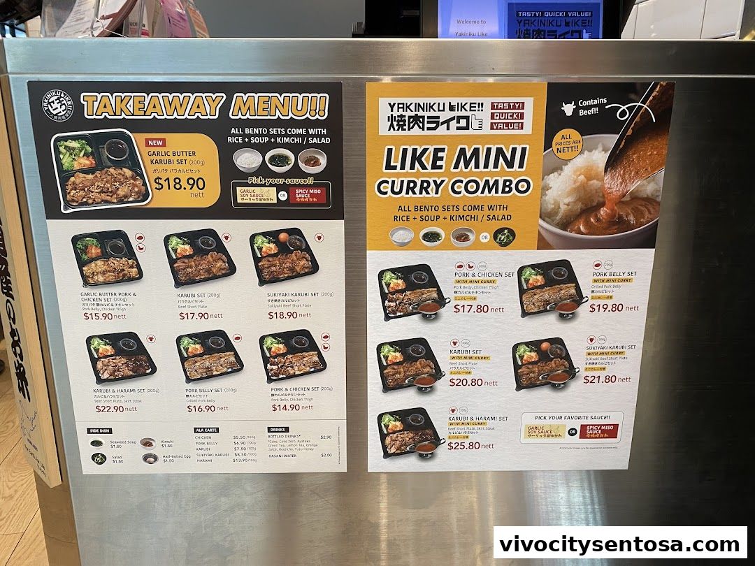 Menu page for Yakiniku Like VivoCity