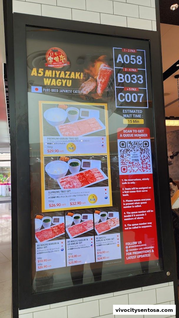 Menu page for Yakiniku Like VivoCity