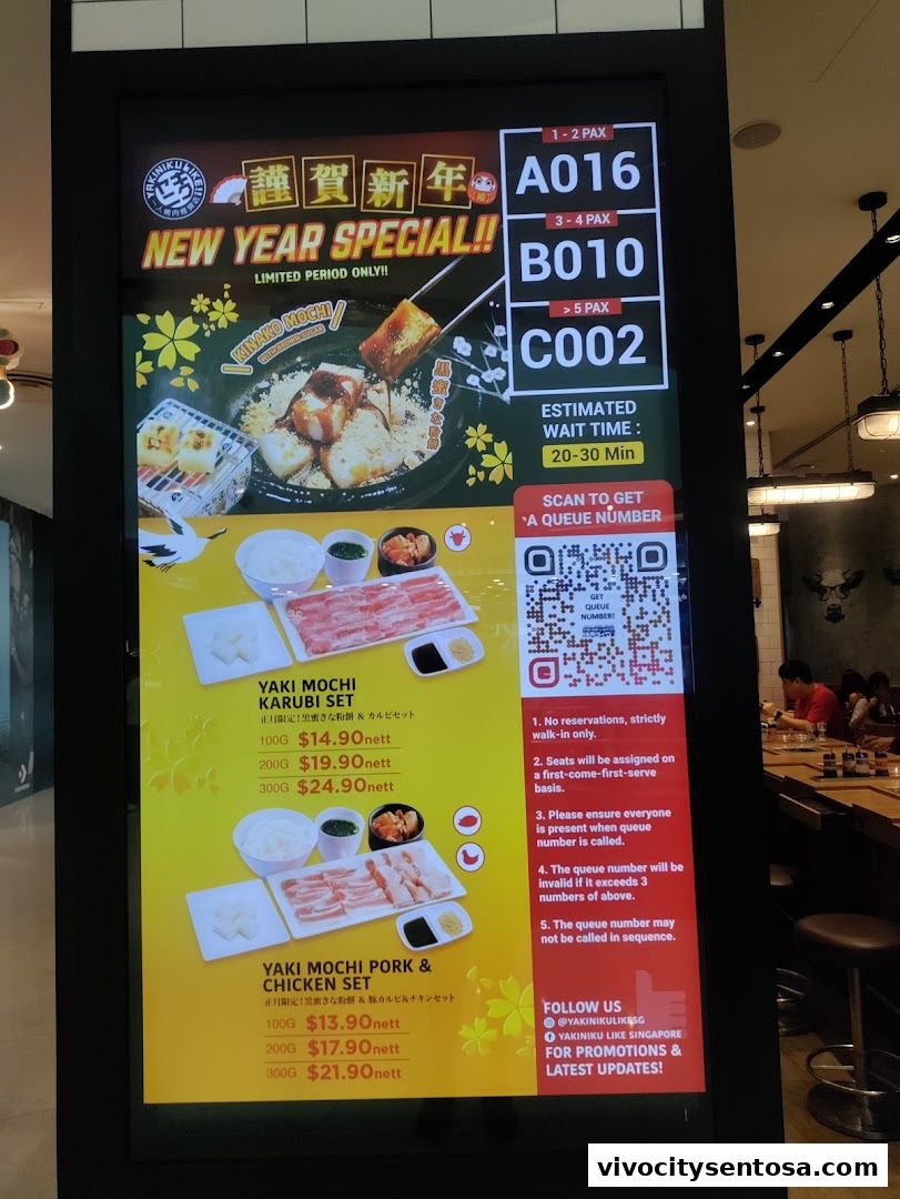 Menu page for Yakiniku Like VivoCity