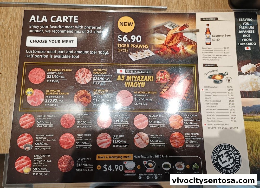Menu page for Yakiniku Like VivoCity
